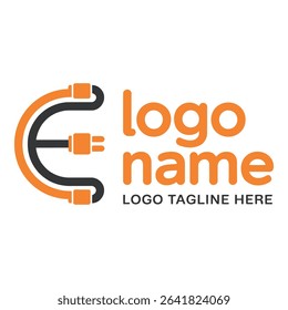 Electrical plug logo design isolated on white background