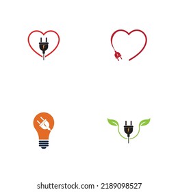 Electrical Plug Logo set Concept Vector design