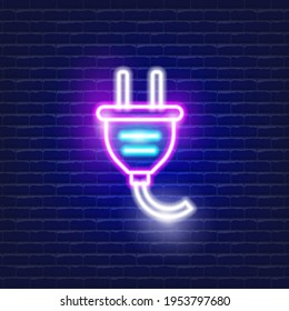 Icono de neón enchufe eléctrico. Concepto de electricidad. Ilustración vectorial para el diseño.