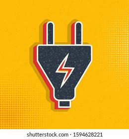 Electrical plug pop art, retro icon. Vector illustration of pop art style