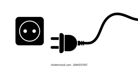 Electrical plug and a socket. Electricity concept vector illustration
