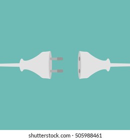 Electrical plug and socket at flat design. Concept connection, connection, disconnection, electricity.