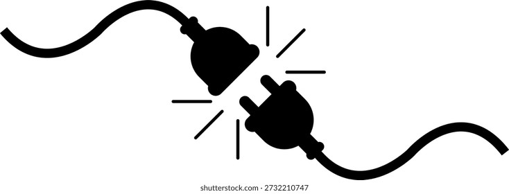 Enchufe eléctrico con una silueta del icono del zócalo. Concepto de conexión y desconexión. 404 concepto de conexión de error. Enchufe y enchufe eléctricos desenchufados. Ilustración vectorial. Logotipo para el Diseño gráfico, App, Sitio web, folleto y así sucesivamente.