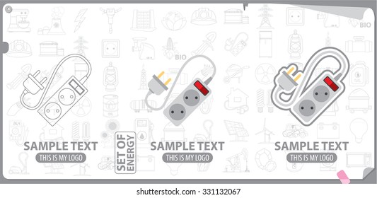 Electrical plug and socket logo, energy, energetics