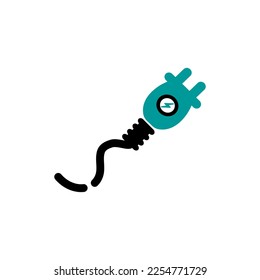 Electrical plug vector icon. Electricity power plug cable. Turquoise color.