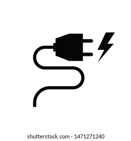 electrical plugs icon with warning power, Vector on a transparent background.