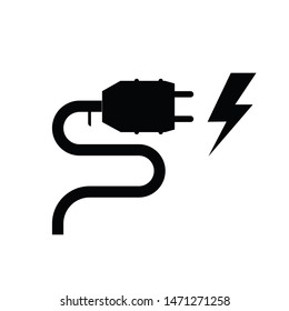 electrical plugs icon with warning power, Vector on a transparent background.