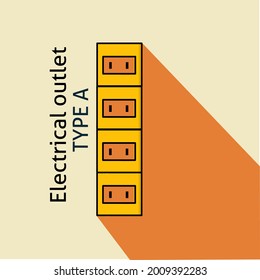 Electrical plugs and electrical outlets Type A, flat design, simple.
