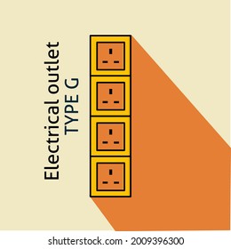 Electrical plugs and electrical outlets Type G, flat design, simple.