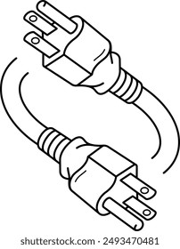 Electrical plugs. Vector outline icon.