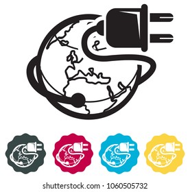 Electrical Power Consumption in Earth Icon as EPS 10 File