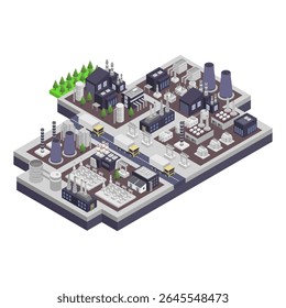 Electrical power generation isometric on white background