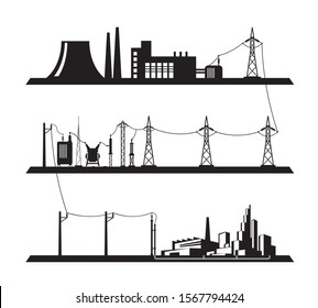 Electrical power grid - vector illustration