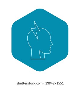 Electrical power in human head icon. Outline illustration of electrical power in human head vector icon for web