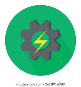 Electrical power icon vector design, gear and electric icon for industrial power energy icon vector illustration. 