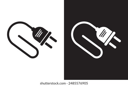 Electrical power plug icon symbol sign, Power plug icon set. cable black vector icon. Plug with wire simple glyph pictogram symbol.