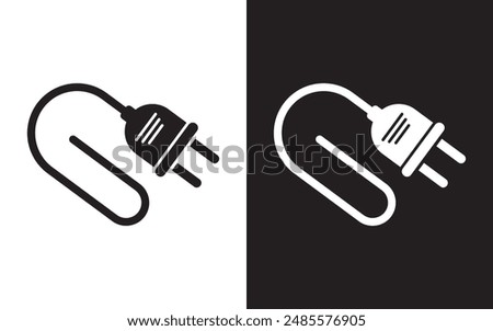 Electrical power plug icon symbol sign, Power plug icon set. cable black vector icon. Plug with wire simple glyph pictogram symbol.