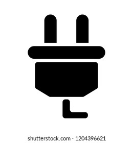 Electrical Power Plug Icon - Vector Plug Socket Sign Symbol. Connect Adapter Illustration Isolated, Silhouette Oil Electricity Device