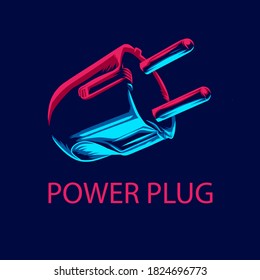 Electrical power plug line pop art potrait logo colorful design with dark background. Abstract vector illustration.