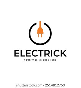 Electrical power plug logo. Current and voltage symbol.