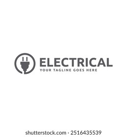 Electrical power plug logo. Current and voltage symbol.