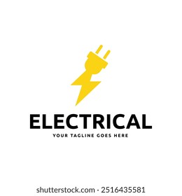 Electrical power plug logo. Current and voltage symbol.