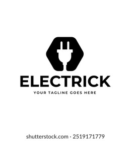 Logotipo del enchufe eléctrico. Símbolo de corriente y voltaje.