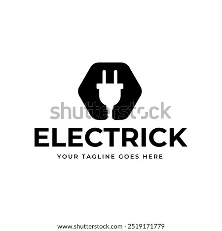 Electrical power plug logo. Current and voltage symbol.