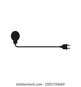 Electrical power plug with a long cord and light bulb. 