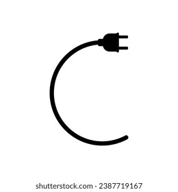 Electrical power plug with a long round wire. Vector illustration.