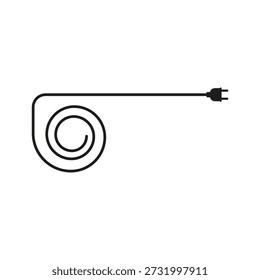 Enchufe de alimentación eléctrica con un cable redondo largo. Ilustración vectorial.