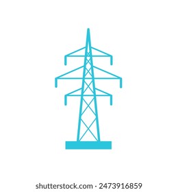 Electrical power transmisson supply tower icon. Isolated on white background. 