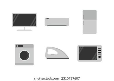 icono de propiedades eléctricas, conjunto de iconos planos de propiedades domésticas
