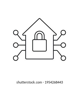 Electrical protection of the house linear icon. Smart house. Thin line customizable illustration. Contour symbol. Vector isolated outline drawing. Editable stroke