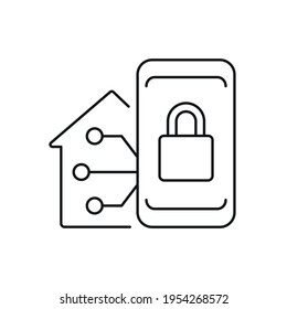 Electrical protection of the house linear icon. Smart house. Thin line customizable illustration. Contour symbol. Vector isolated outline drawing. Editable stroke