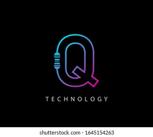 Electrical Q Letter Logo Icon Design With Carbon Resistor Shape.