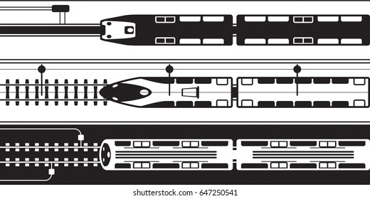 Electrical rail trains from above - vector illustration