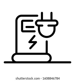 Electrical refueling station icon. Outline electrical refueling station vector icon for web design isolated on white background