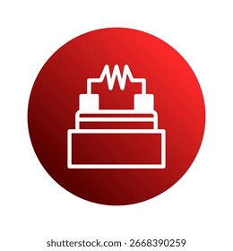 Ícone de resistência elétrica em um círculo vermelho, elemento de design para eletrônica e engenharia recursos educacionais, diagramas de tutorial e guias técnicos