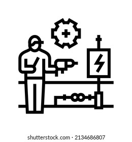 electrical rewiring line icon vector. electrical rewiring sign. isolated contour symbol black illustration