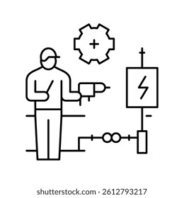 electrical rewiring line icon vector. electrical rewiring sign. isolated contour symbol black illustration