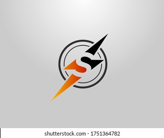 Electrical S Letter Logo. Creative Icon Created From Negative Space of Initial S Combined With Thunder Shape Design.