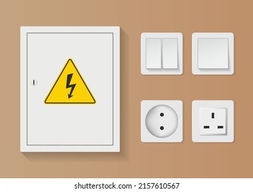 electrical safety panel with electric switch and socket