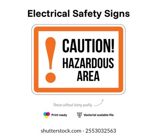 Elektrische Sicherheitszeichen. Vorsicht. Gefährliches Gebiet. Datei mit vektorieller Qualität, die elektrische Gefahren und Sicherheit oder Vorsorge anzeigt.