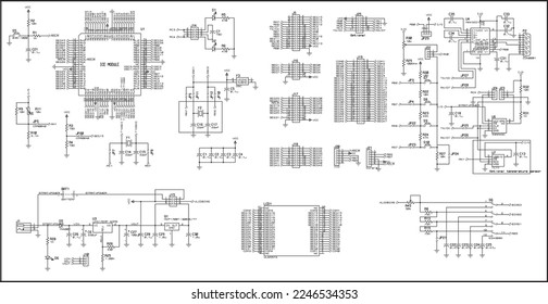 The electrical schematic diagram of a digital-analog
information output device operating under the control of a microcontroller.
Vector drawing of printed circuit board conductors.