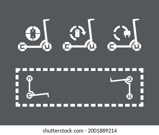 Electrical scooter charging station zone, eco friendly vehicle flat vector illustration