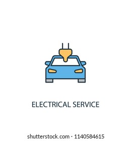 Electrical service concept 2 colored line icon. Simple yellow and blue element illustration. Electrical service concept outline symbol design from Car service set