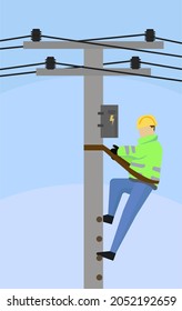 Electrical service  Flat vector Graphic, technician character illustration, Electrician engineer man working.