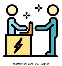 Electrical service icon. Outline electrical service vector icon color flat isolated