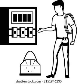 Electrical Service Panel Basics for Homeowners Concept vector icon design, Electrician Profession symbol, Power Supply and wiring Sign, handyman and Repairman tools stock illustration